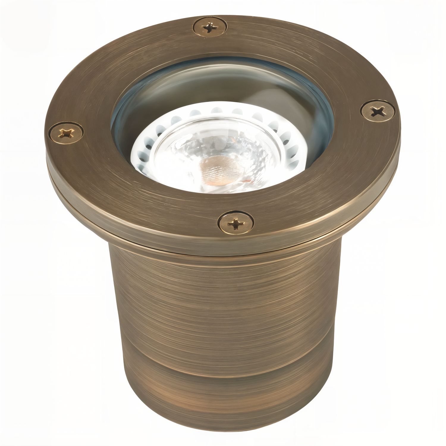 Antique bronze flat lensed round well light