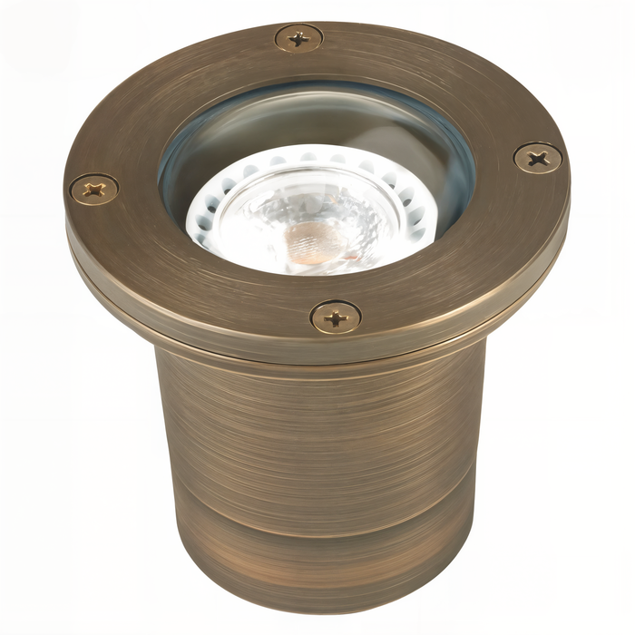 Antique bronze flat lensed round well light
