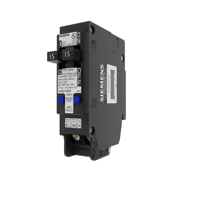Siemens Type QTAN Tandem AFCI Plug-On Neutral Circuit Breaker, model Q1515AFCNP, product label detail