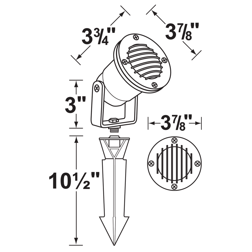 Stainless steel louvered directional landscape light dimension diagram