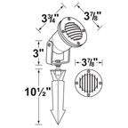 Stainless steel louvered directional landscape light dimension diagram