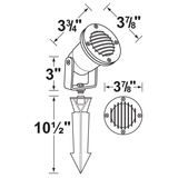 Stainless steel louvered directional landscape light dimension diagram