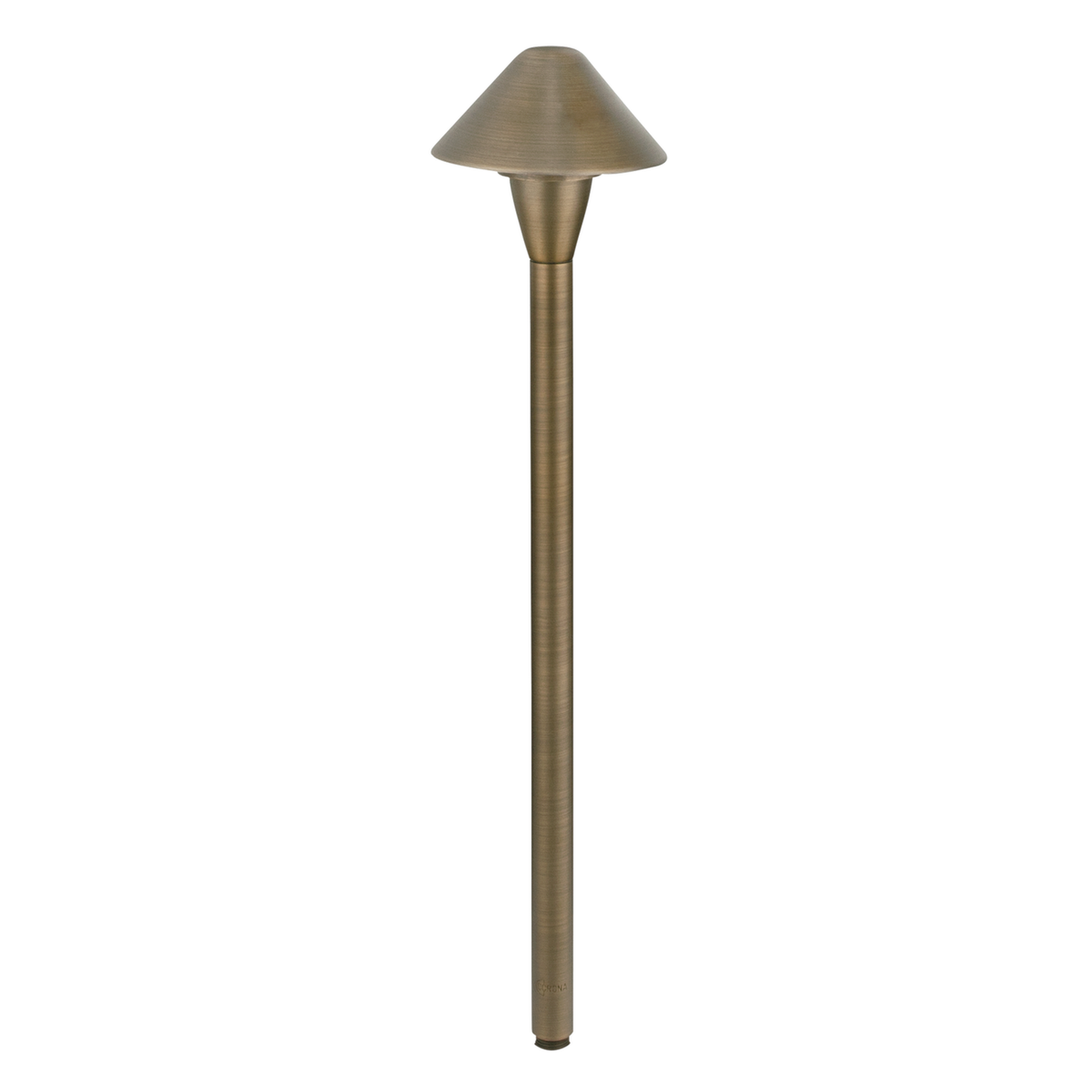 5.25 inch mini cone path light with 24 inch stem in antique bronze