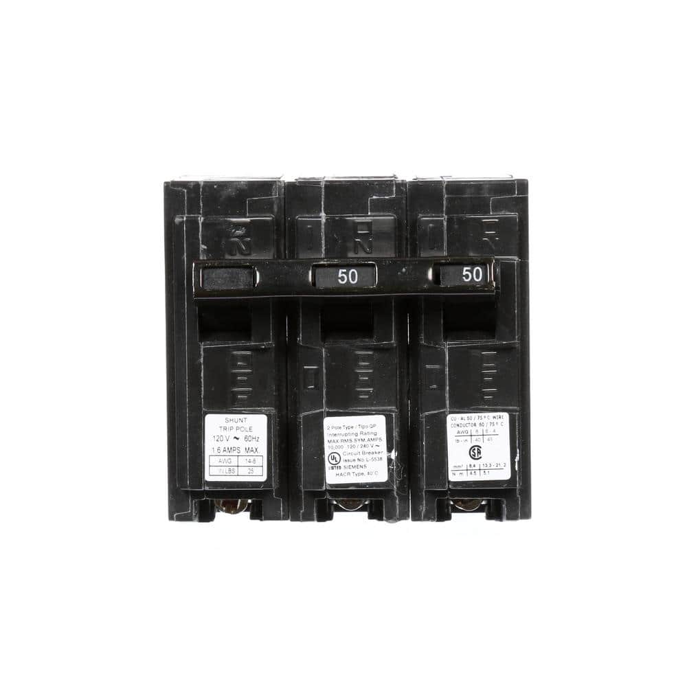 Siemens Type QP Circuit Breaker with Shunt Trip, model Q212500S01, product label detail