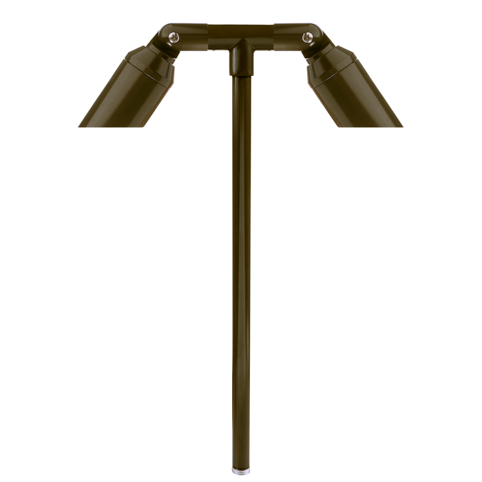Slotted Double-Head Path Light in Bronze, close product view