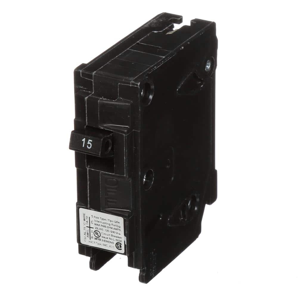 Siemens Type QPH Single-Pole 22kA Circuit Breaker, model Q115H, product label detail, image 5