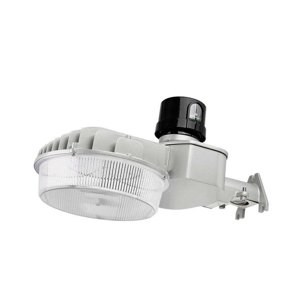 Silver Gray LED Barn Light, 80W/64W/48W/32W, Dusk to Dawn Photocell, Selectable Wattage & CCT, 12000 Lumens