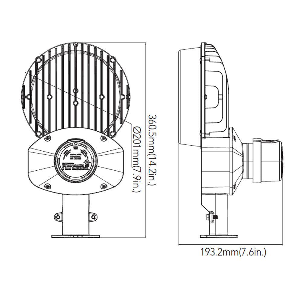 Dark Bronze LED Barn Light, 80W/64W/48W/32W, Dusk to Dawn Photocell, Selectable Wattage & CCT, 12000 Lumens