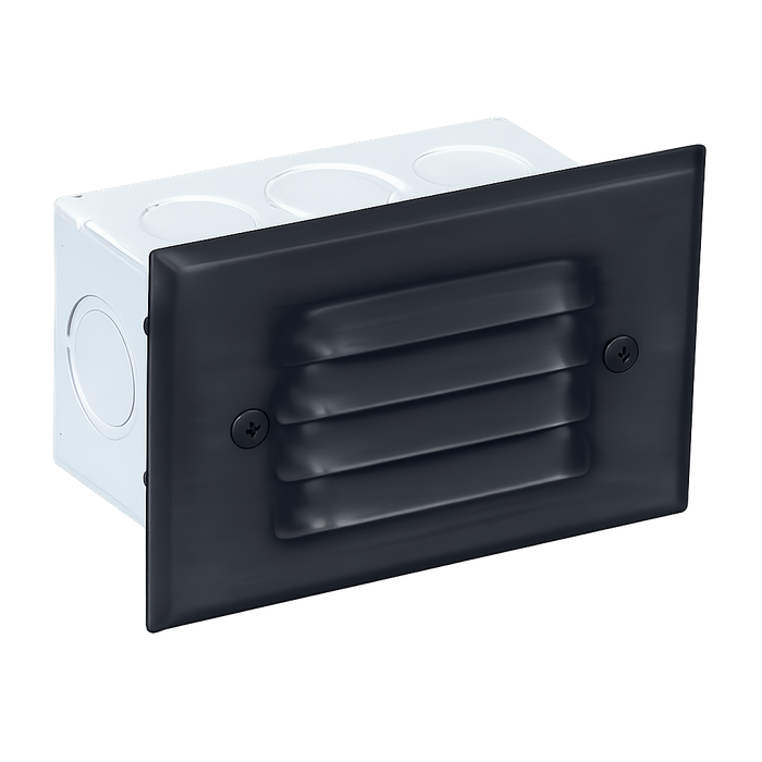 4-Louver Step Light, Recessed, 5 Inch, Black, 250 Lumens