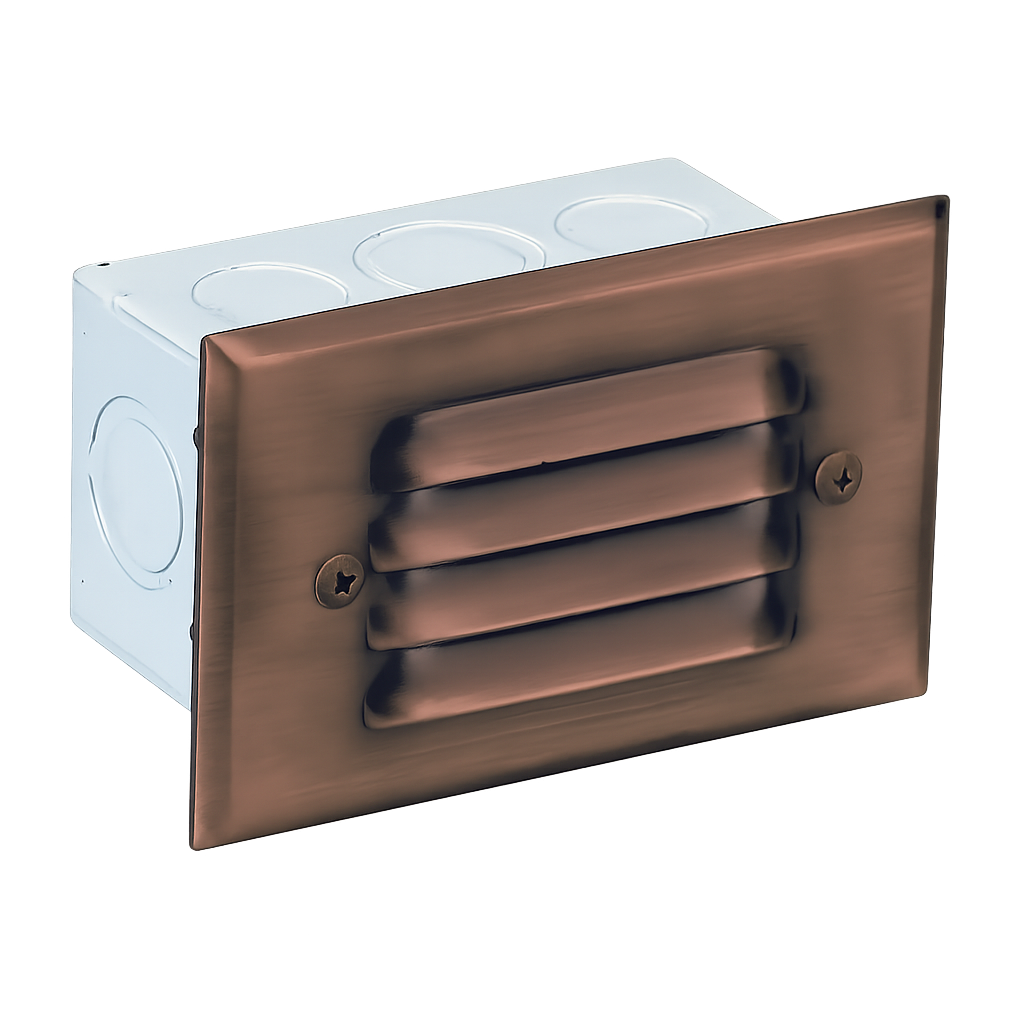 4-Louver Step Light, Recessed, 5 Inch, Bronze, 250 Lumens