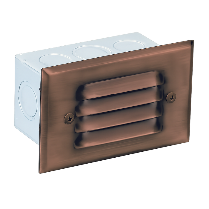 4-Louver Step Light, Recessed, 5 Inch, Bronze, 250 Lumens