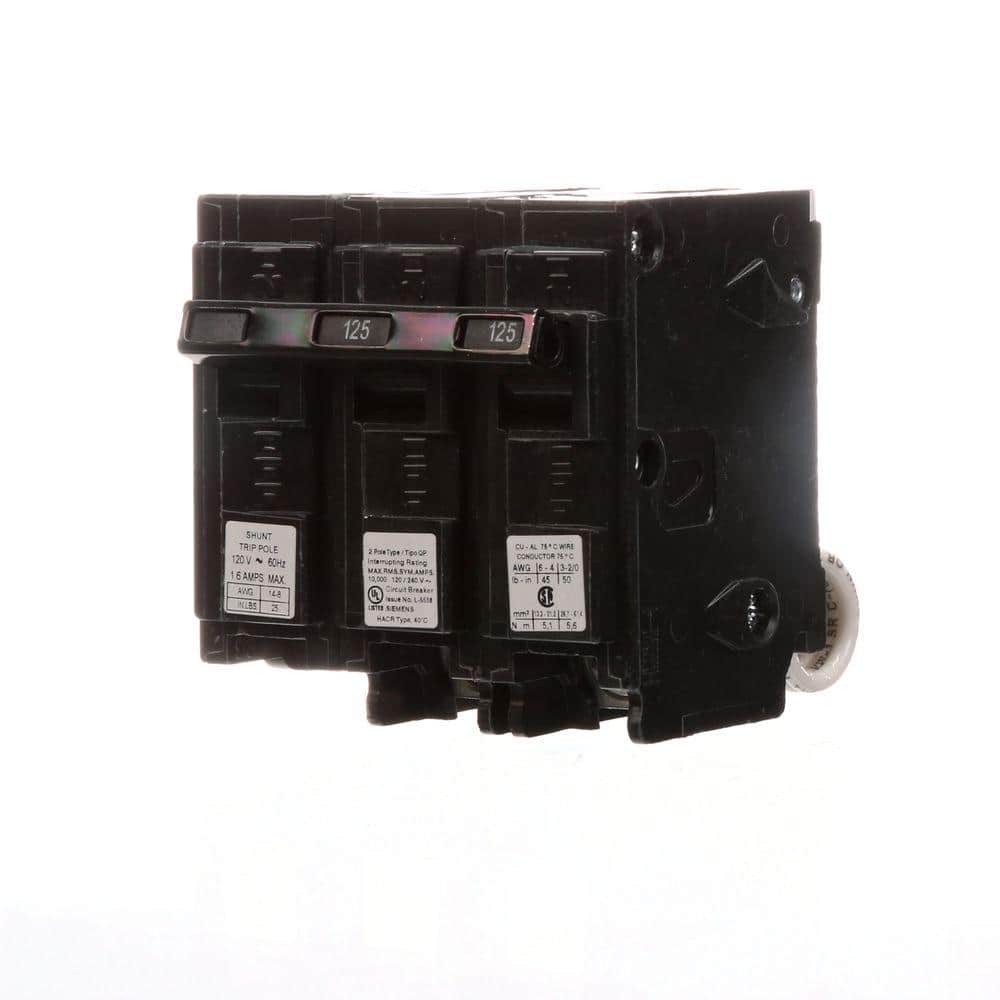 Siemens Type QP Circuit Breaker with Shunt Trip, model Q25000S01, product label detail