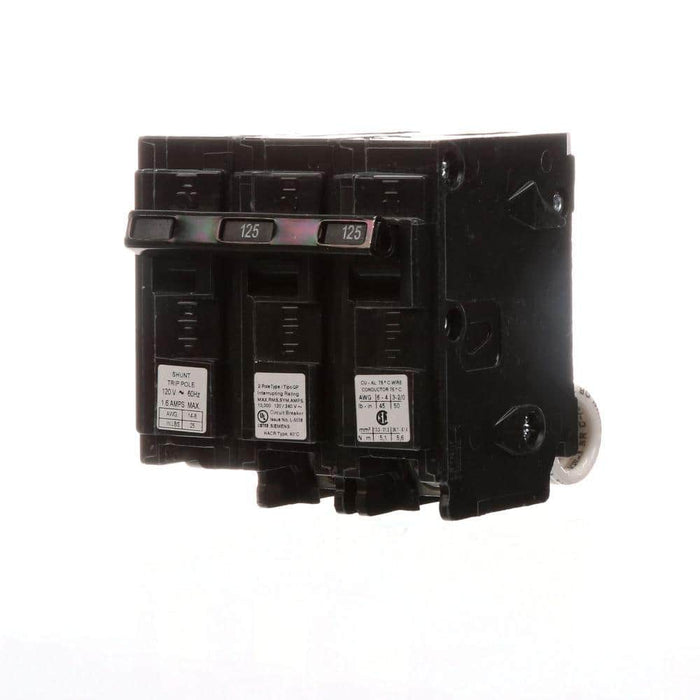 Siemens Type QP Circuit Breaker with Shunt Trip, model Q25000S01, product label detail