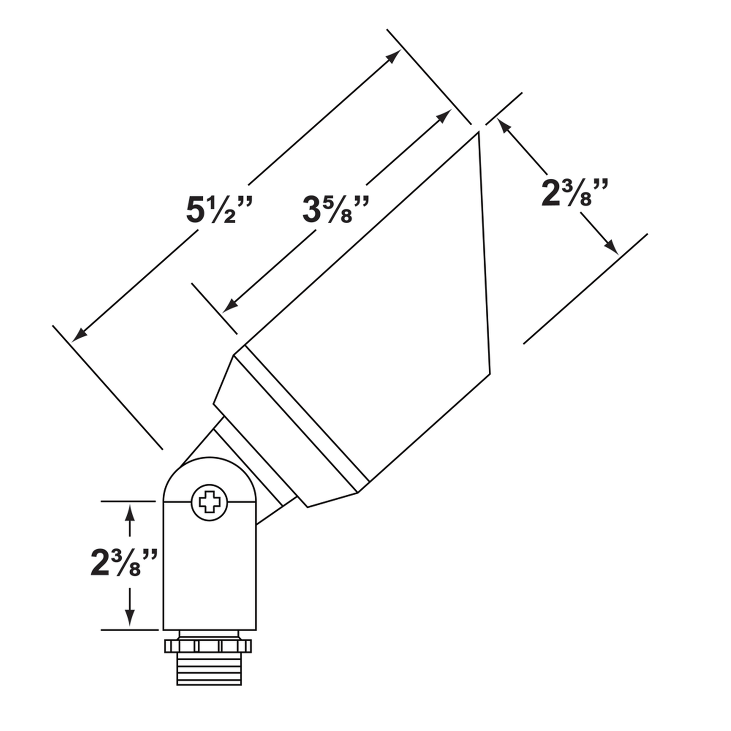 Granite hooded directional bullet landscape light dimension diagram