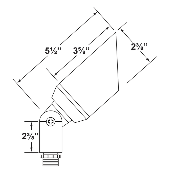 Granite hooded directional bullet landscape light dimension diagram