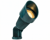 Verde green louvered bullet landscape light, angled view