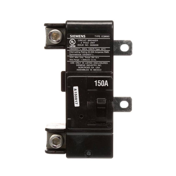 Siemens 150 Amp Main Breaker Conversion Kit, model MBK150A, product label detail, image 1