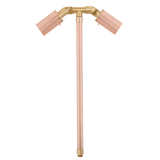 Wide Head Copper Twin Path Light, 18 Inch Stem, Raw Copper, 45° Beam Angle, 270 Lumens