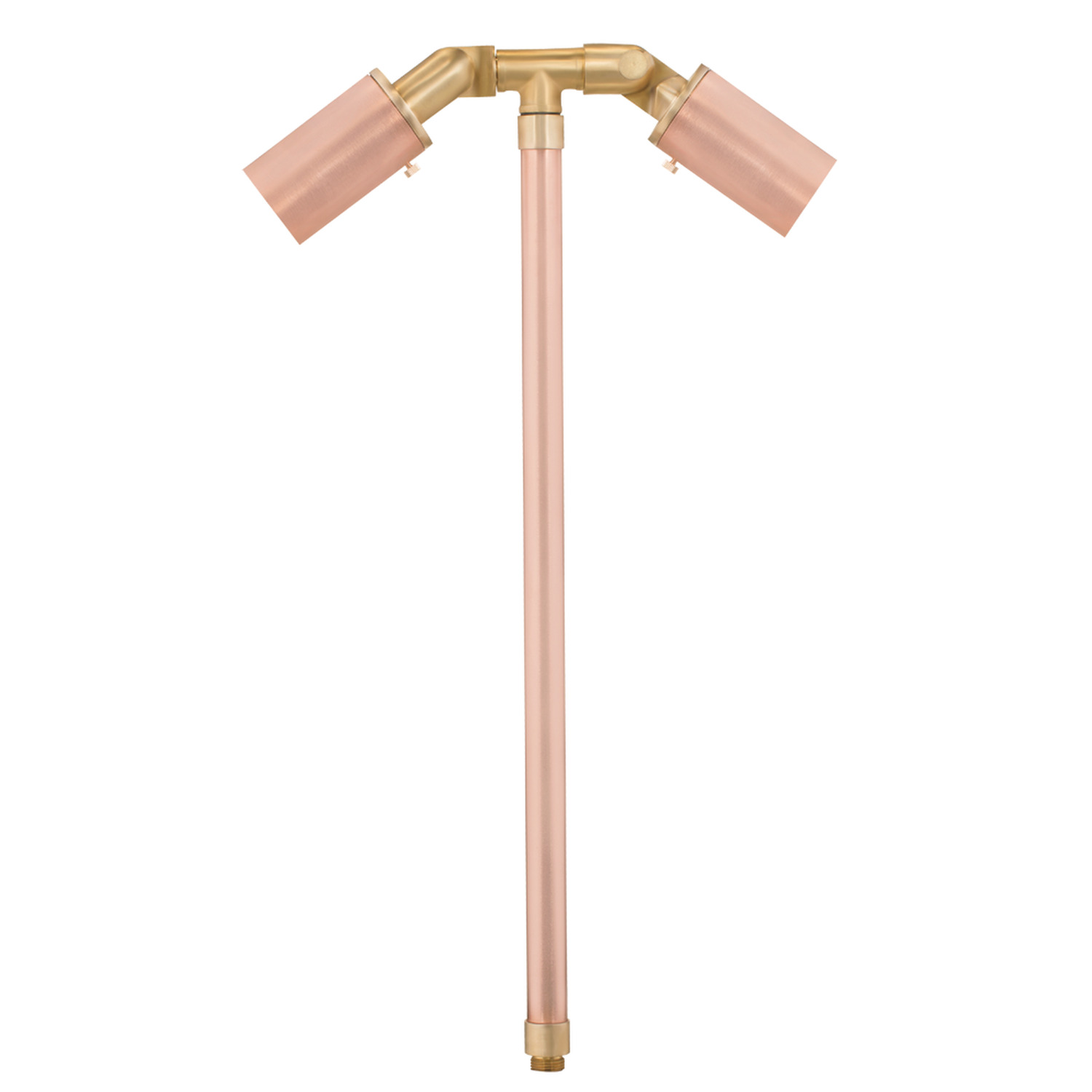 Wide Head Copper Twin Path Light in Raw Copper, close product view