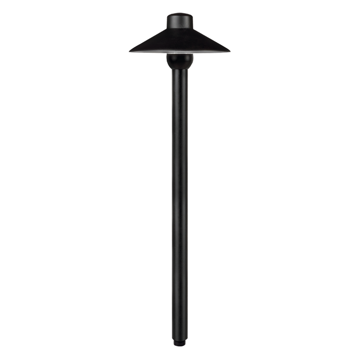6.5 inch brass umbrella path light with 18 inch stem in black