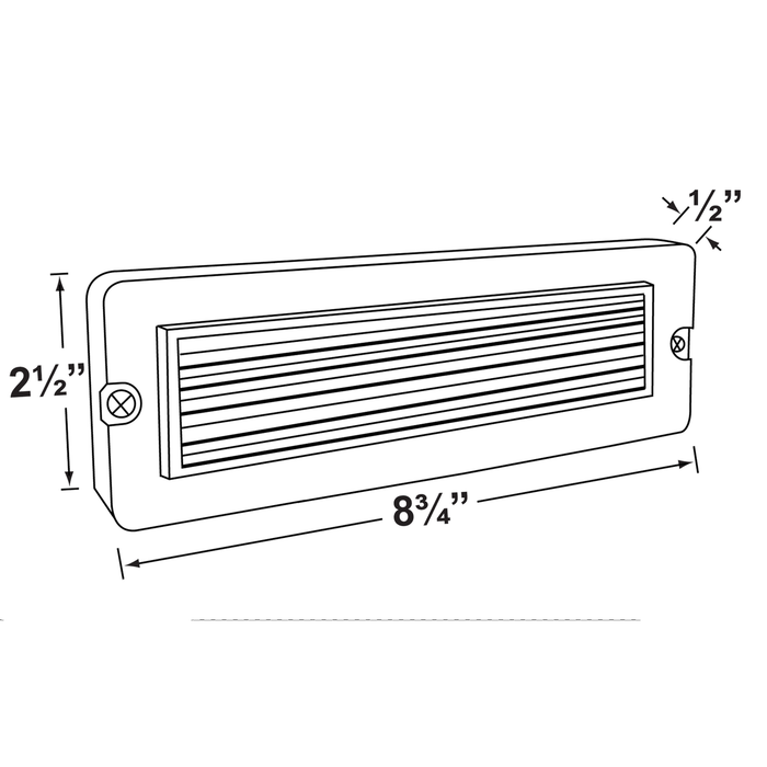 Silver Plated louvered brick step light - dimension diagram