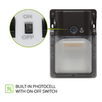 Built-in photocell with on-off switch on the LED security wall pack