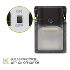 Built-in photocell with on-off switch on the LED security wall pack