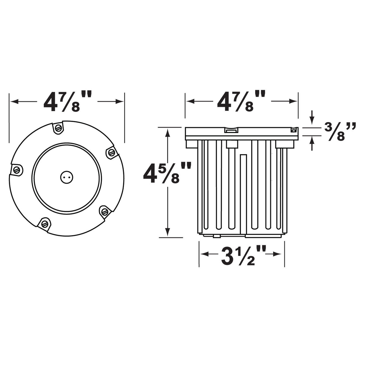 Open-face round well light dimensional drawing