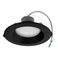 Black round commercial recessed downlight with spring mounting clips