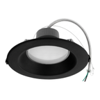Black round commercial recessed downlight with spring mounting clips