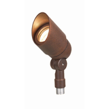 Rust-finish hooded bullet landscape light, angled view