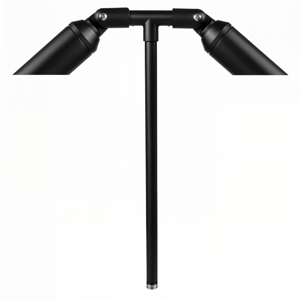 Slotted Twin Path Light in Black, close product view