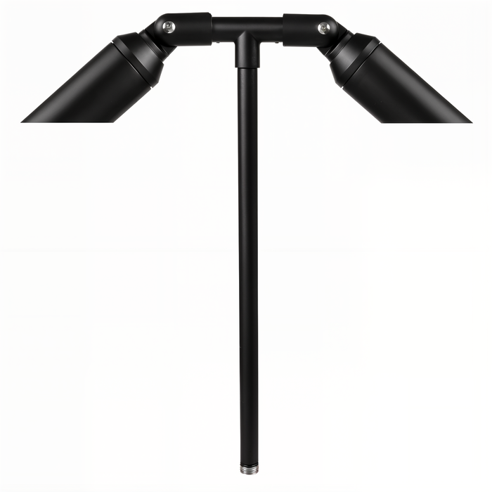 Slotted Twin Path Light in Black, close product view