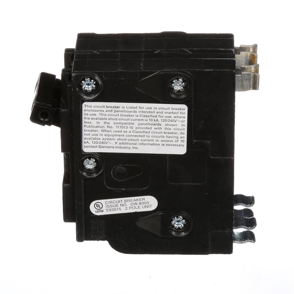 Siemens Type QD Double-Pole Replacement Circuit Breaker, model D220, product label detail, image 12