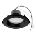 Black round commercial recessed downlight with spring mounting clips