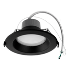 Black round commercial recessed downlight with spring mounting clips