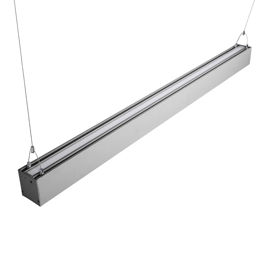 Silver architectural linear pendant upper-side perspective