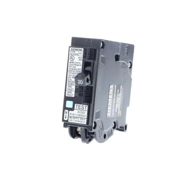 Siemens 1-Pole Dual Function Plug-On Neutral Circuit Breaker, model Q120DFNP, product label detail, image 6