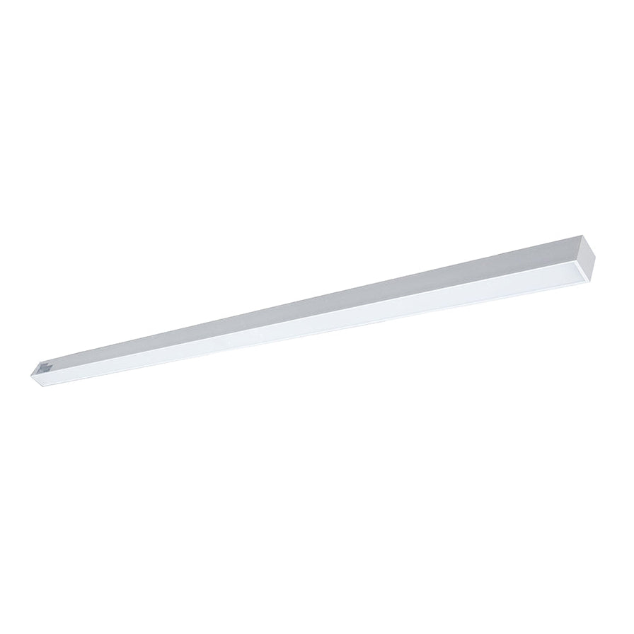White architectural linear pendant diffuser-side view