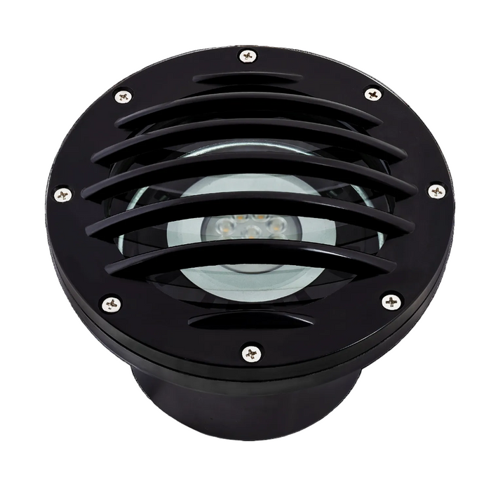 Black louvered round well light