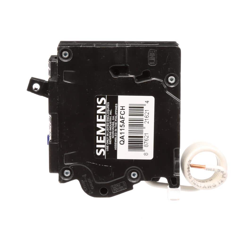 Siemens 1-Pole Combination AFCI Circuit Breaker, model QA120AFCP, product label detail, image 14