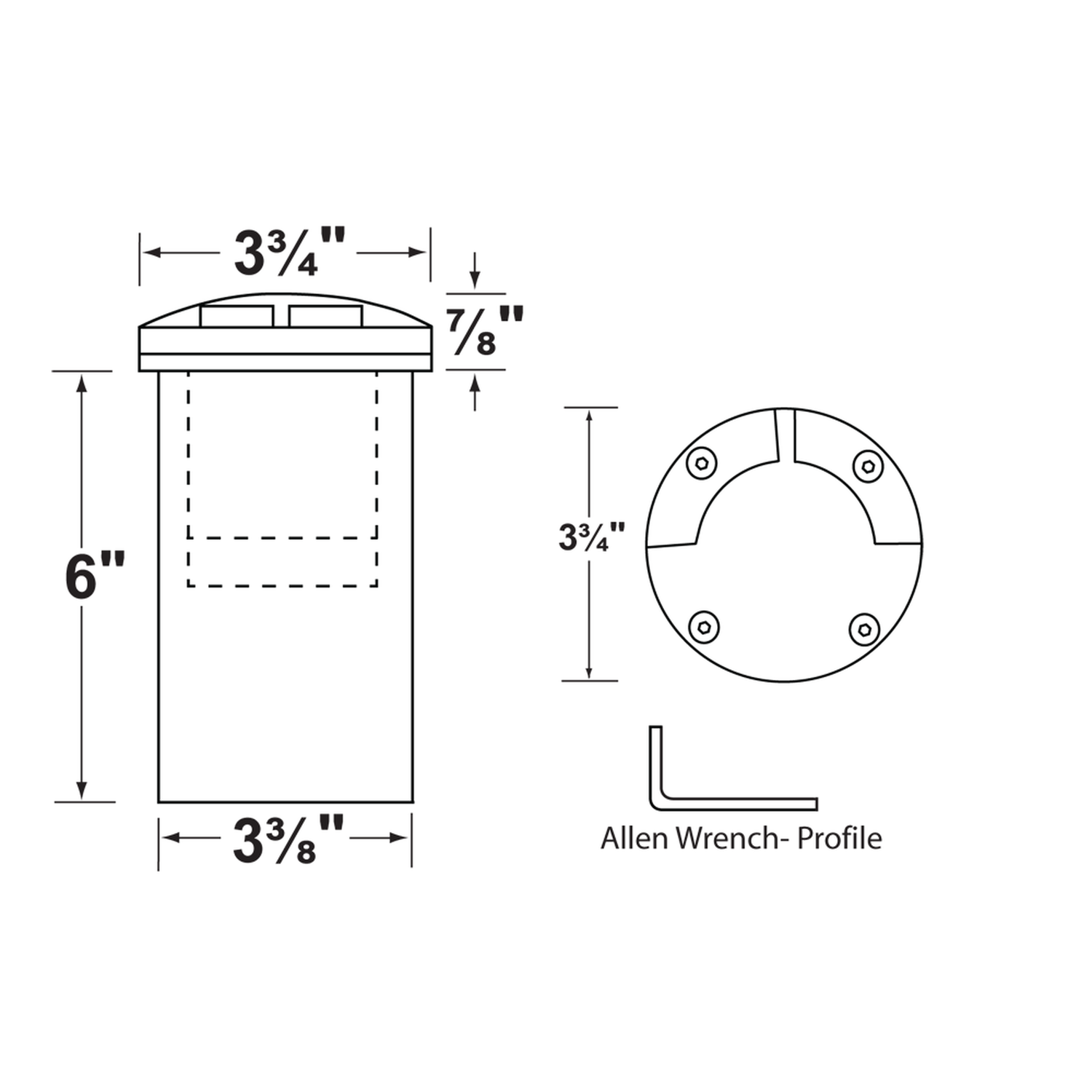 Dual-aperture marker well light dimensional drawing