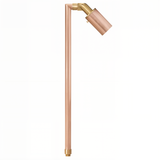 Wide Head Copper Stem Path Light, 24 Inch Stem, Raw Copper, 45° Beam Angle, 270 Lumens