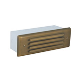Brass 4-Louver Glass Lens Brick Step Light, Recessed, 9 Inch, Antique Bronze, 250 Lumens