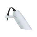 White long-shroud adjustable downlight with wall-mount yoke
