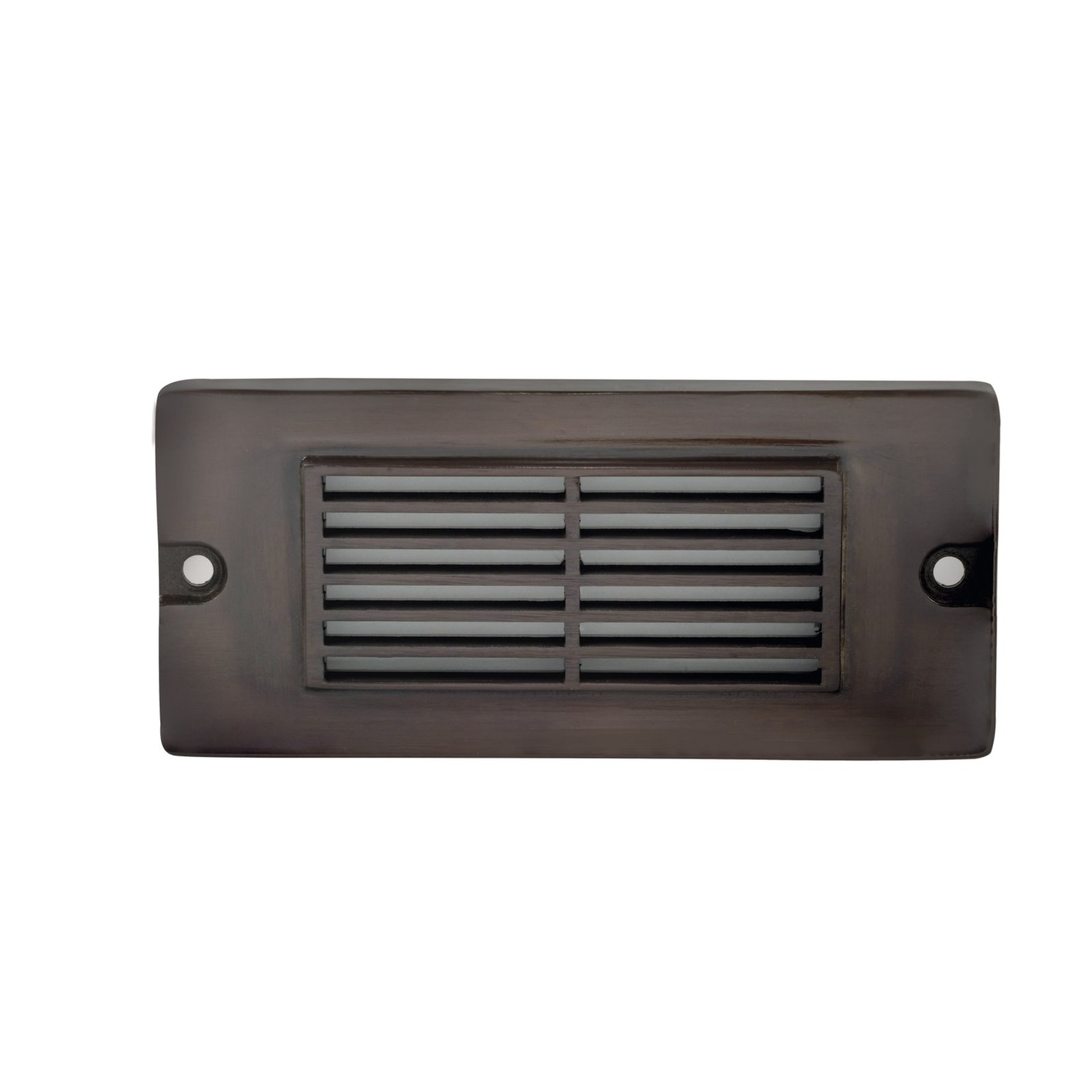 Brass louvered backless box step light in Gun Metal finish, alternate view