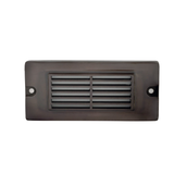 Brass louvered backless box step light in Gun Metal finish, alternate view