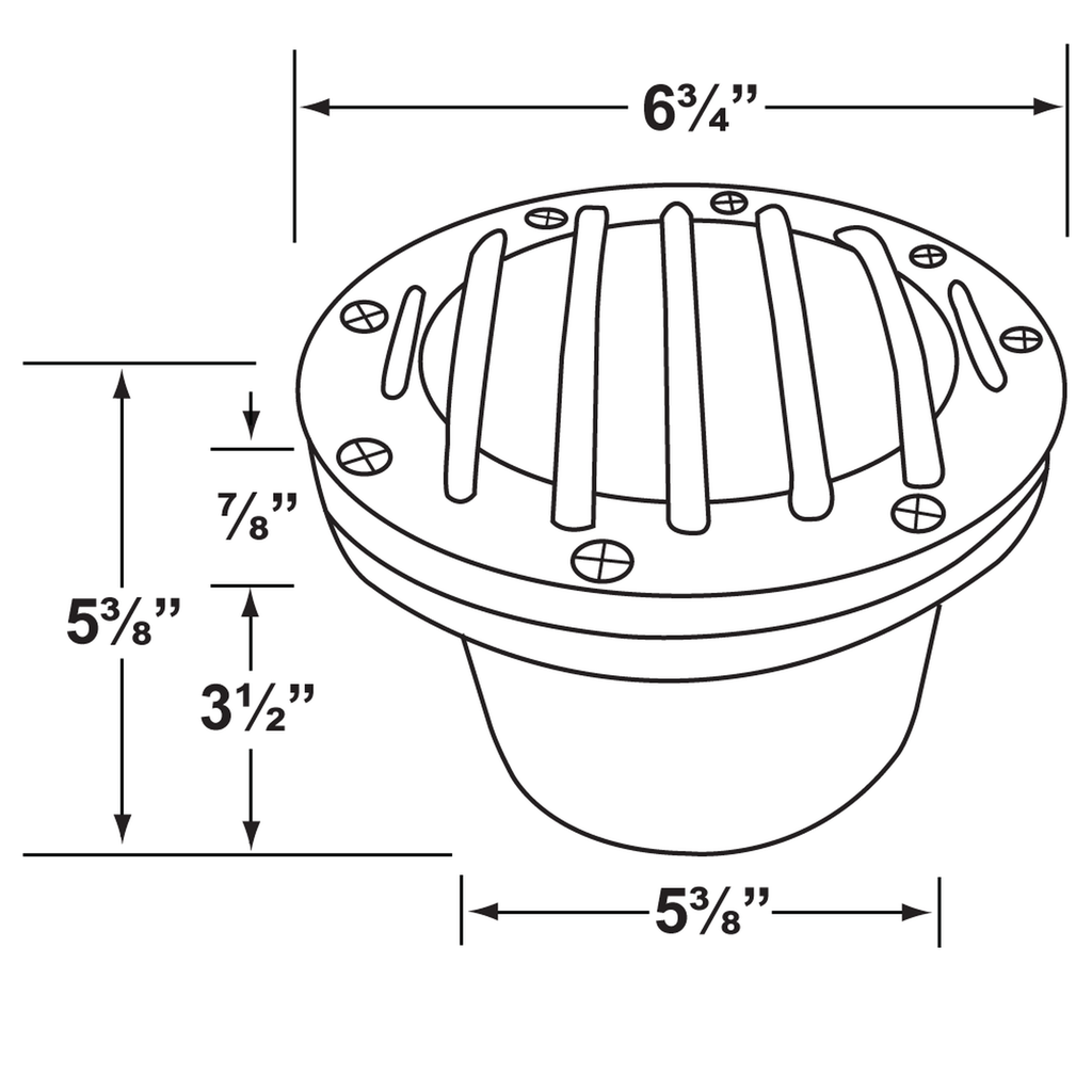 Louvered round well light dimensional drawing
