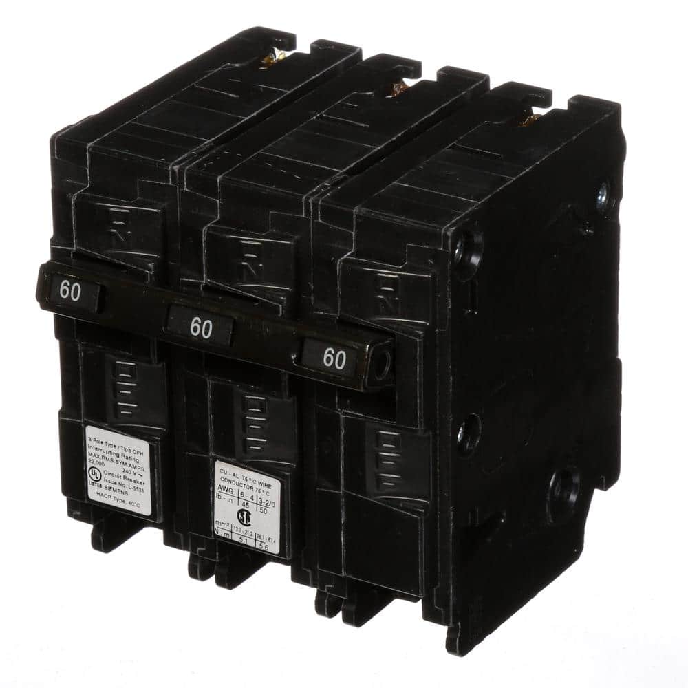 Siemens Type QPH Three-Pole 22kA Circuit Breaker, model Q350H, product label detail, image 8