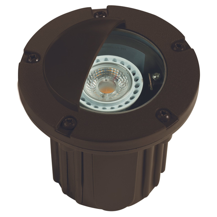 Bronze half-moon hooded adjustable round well light